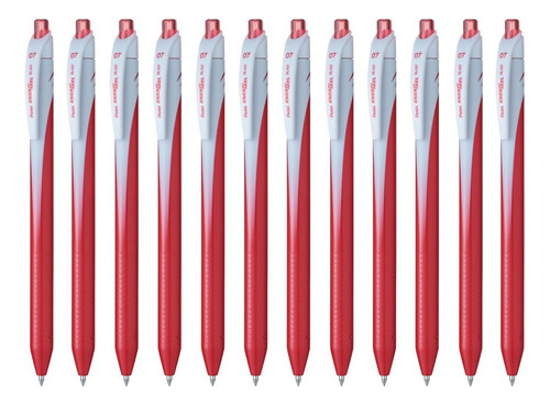 Bolígrafos Retráctiles Pentel Energel Bl437 0.7mm 12 Piezas Color De La Tinta Rojo
