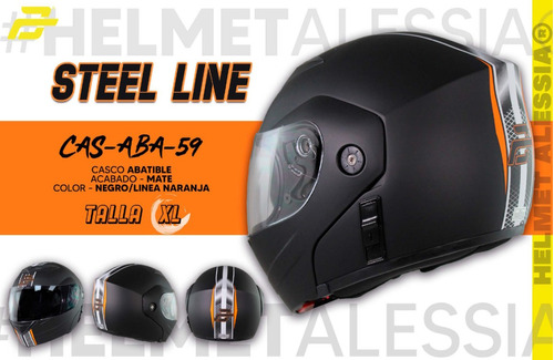 Casco Moto Abatible Alessia Steel Line Negro Mate Gafas