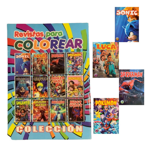 Pack De 4 Revistas Para Colorear 128 Dibujos Coleccionable