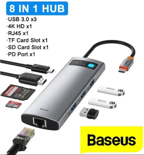 Adaptador Hub 8 En 1 Thunderbolt3 Usb-c Pd 100w 4k Hdmi Rj45