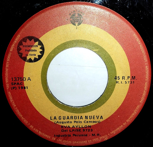 Single 45 Eva Ayllón - La Guardia Nueva, No Valentín 1981