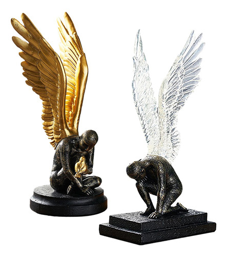 2 Figuras Creativas Alas De Ángel Estatua Arte Mesa Jardín