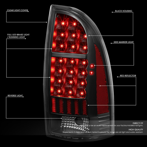 Auto Dynasty Par De Luces Traseras Led De Carcasa Negra, Con