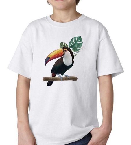 Remera De Niño Tucan Ilustracion Rama Hojas