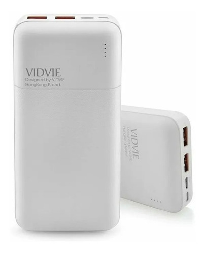 Bateria Externa Vidvie 10000mh 2 Usb De Carga Y Usb C Color Blanco