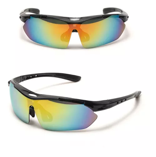 Óculos Ciclismo Bike Corrida 5 Lentes Em 1 + Suporte P/ Grau Cor Da Armação  Preto Cor Da Lente Amarela, Azul, Transparente, Espelhada E Preta Desenho  Preto