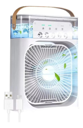 Ventilador Usb Porta Agua Aire Acondicionado Con Temporizado Blanco