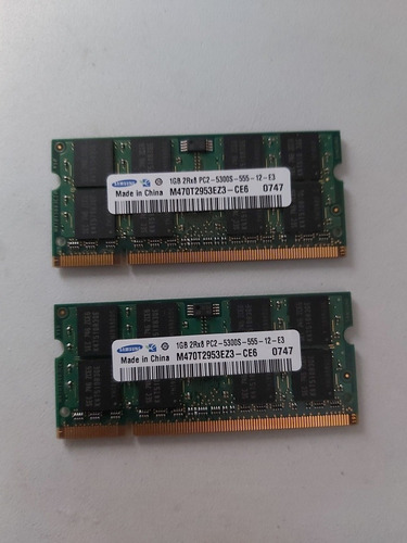 Kit 2 Memorias Ram 1gb C/u Ddr2  5300s Para Laptop