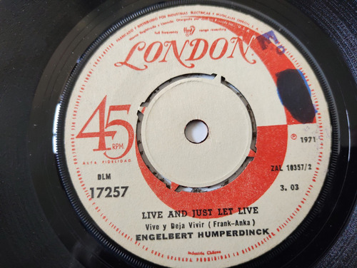 Vinilo Single De Engelbert Humperdinck - Live And (b90-d173 (Usado)
