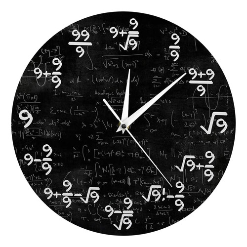 Math Clock Reloj De Pared De 12 Con Ecuaciones Matemáticas
