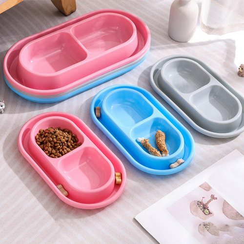 Juego De Tazones De Comida Y Agua, Platos De S Gris