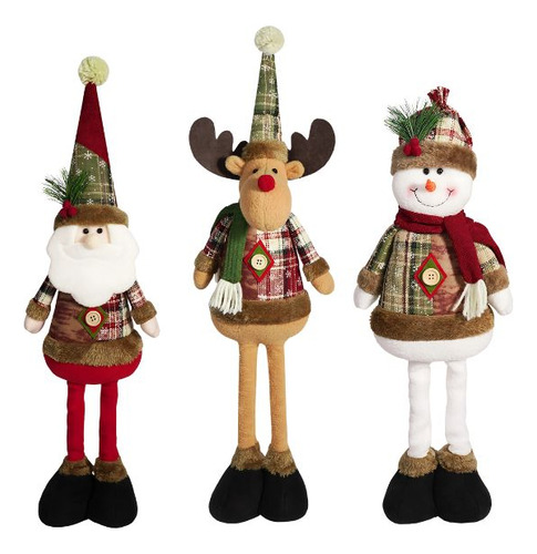 Set 3 Adornos Navideños Muñecos Extensibles