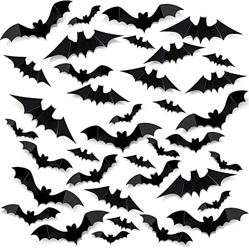 60 Murciélagos De Halloween Decoración De Pared Pegat...