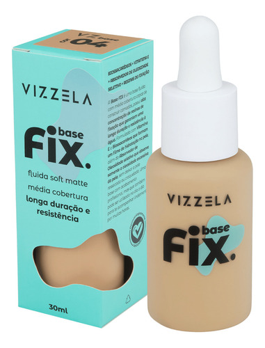 Base de maquiagem líquida Vizzela Vizzela Base Líquida Fix Base Líquida Fix - Vizzela tom cor 04 - 30mL
