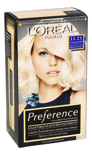 2 Pzs Loreal Tinte Permanente Dama Preference 11.21 Rubio Ul