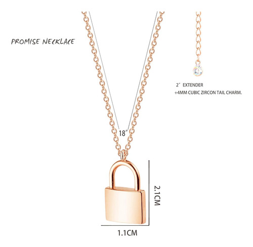 Collar De Bloqueo De Candado Chapado En Oro Rosa