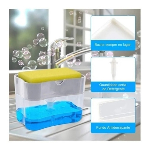 Imagem 6 de 9 de Dispenser Detergente 2x1 Suporte Porta Bucha+esponja Brinde