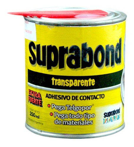 Adhesivo De Contacto Transparente Lata 1/4 Litro Suprabond 