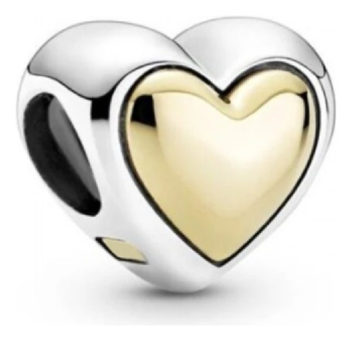 Charm Corazón Centro Dorado En Plata 925 Silver Heart