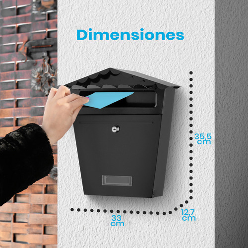 Buzón De Correo Para Casa Serenelife Instalacion En Pared Negro