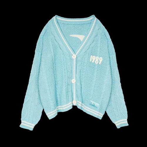 Jersey De Punto Con Cuello En V Para Mujer De 1989, Otoño E