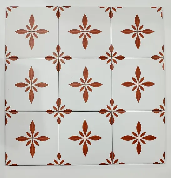 Ladrilho Decorativo Geométrico Floral Kit 9 Pçs De 15x15cm. Marrom