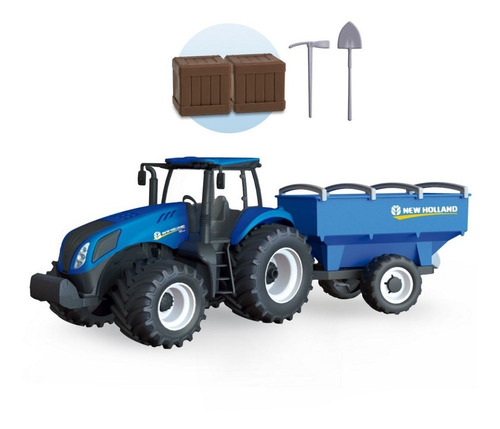 Miniatura Trator T8 Agrícola New Holland Pneu Emborrachado