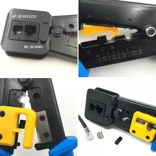 Crimpeadora Ez Rj45 +50 Conectores Cat6 Prensa Anticorte