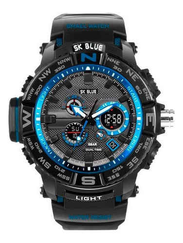 Reloj Shock Led Luminoso Hombre Orientacion B Azul + Estuche