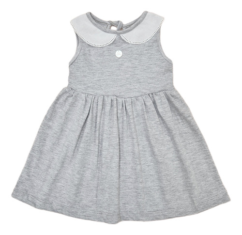 Vestido Cuello Baby Mini Anima Fiesta Algodon Bebe Kids Gris