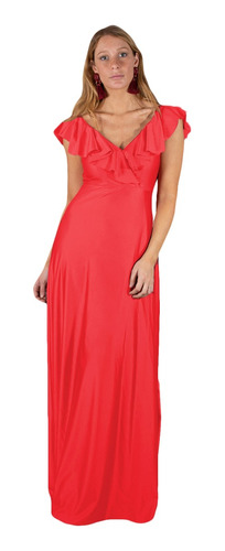 Vestido Largo Marken Coral Lycra Dupont Maria Paskaro