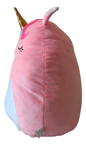 Cojin Peluche Unicornio Rosa Suave Bordado Arcoiris Kawaii