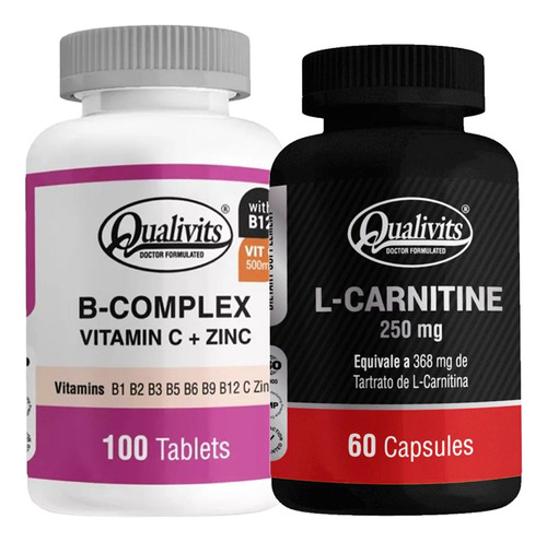 B Complex Vitamina C, Zinc + L Carnitina 60 Cáps Qualivits