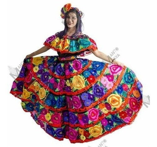 Vestido Traje Tipico Chiapaneca Mexicano Artesanal | Meses sin intereses