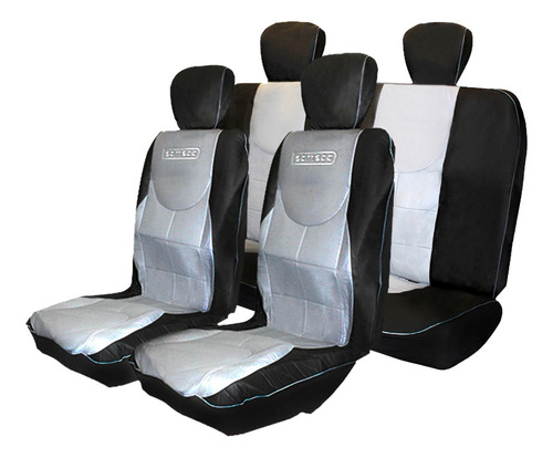 Juego Cubre Asiento Auto  Simil Cuero Negro/gris 