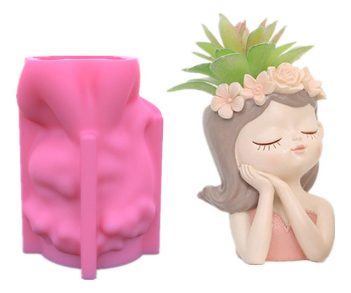 (2 #mold) Molde 3d Para Macetas Con Forma De Niña Linda, Bri