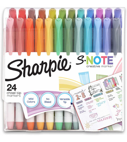 Sharpie S Note 24 Resaltadores Punta Doble Uso Grueso Fino