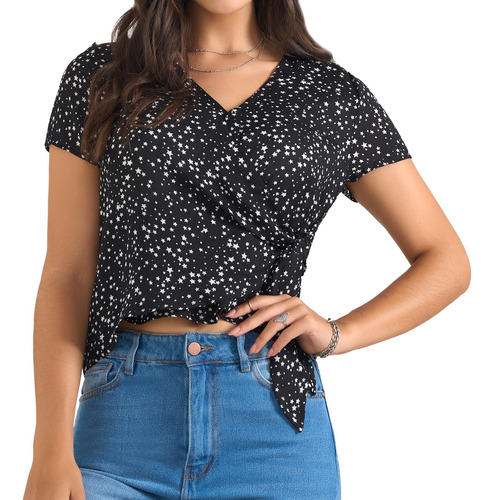 Blusa Aurora Negro Para Mujer Croydon