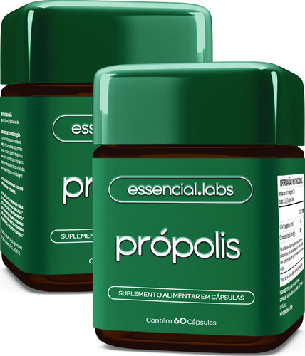 02 POTES do PRÓPOLIS VERDE com 1000mg na dose - Extrato com Máxima Concentração e Pureza - Essencial Labs