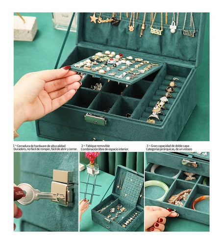 Imagen 8 de 8 de Estuche Caja Joyería Retro Multifuncional Grand Capacidad