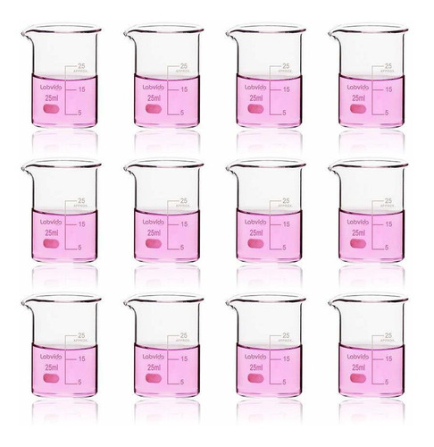 12 Vasos De Precipitado Vidrio Borosilicato - 25 Ml