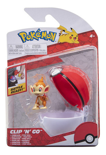 Boneco Pokémon Chimchar + Pokebola