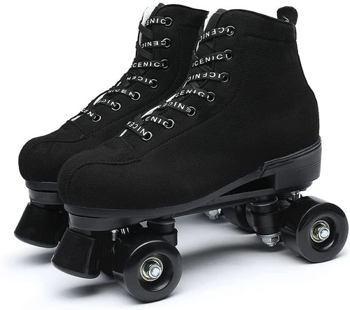 Patines Negros Patines Al Aire Libre Suede Quad Patines Para