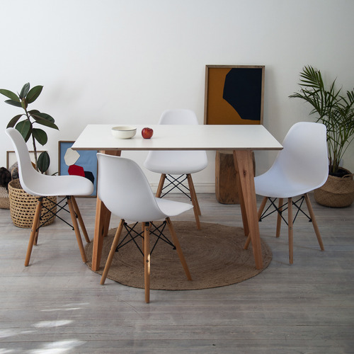 Mesa Comedor Blanca Escandinava Nordica Madera 120 X 80 Cm Blanco