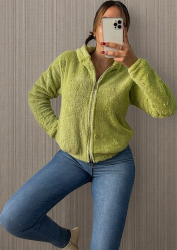 Campera Puffer Mujer Peluche Corderito Bifas Moda Dama