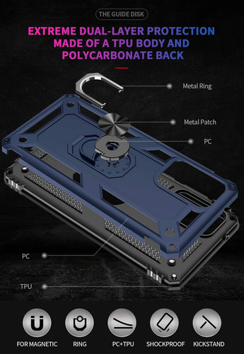 Funda Uso Rudo Golpes Para Samsung Galaxy A72 Carcasa +mica Azul Samsung Galaxy A72 4g/5g