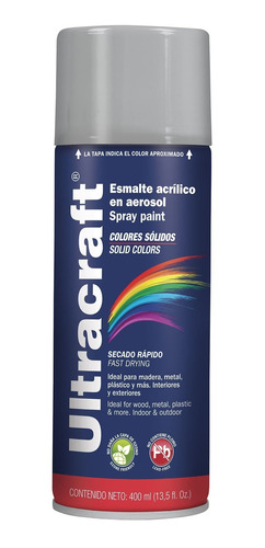 Pintura Gris Plata En Aerosol De 400 Ml, Secado Rápido