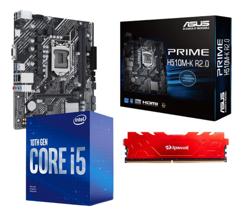 Kit I5 10400 C/ Vídeo Integrado H510 Asus Memória 16gb Ddr4