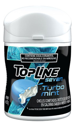 Chicle Topline 7 Turbo Mint Sin Azúcar Pote De 50 Gr.