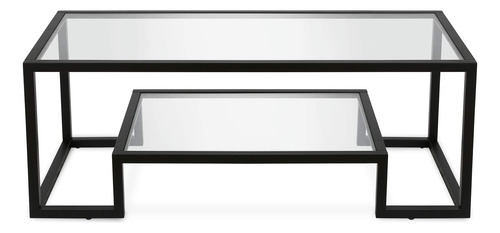 Mesa Auxiliar De Cristal Moderna Geométrica Color Negro